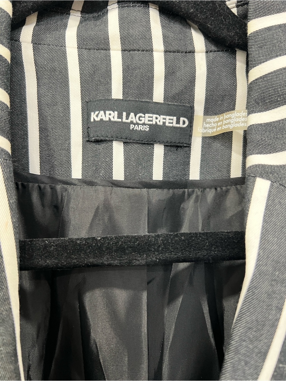 Karl Lagerfeld Black and White Vertical Stripe Blazer - Picture 4 of 4